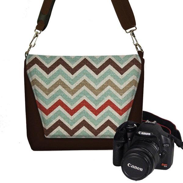 CLEARANCE Chevron Camera Bag Digital Slr Camera Bag DSLR Camera Bag Purse Womens Camera Bag Case blue red brown RTS