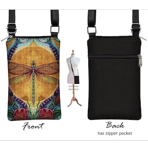 Dragonfly crossbody cell phone purse  iPhone 13 pro case  Boho iPhone xr case  Art Nouveau Dragonfly Gifts  cellphone bag strap QCK