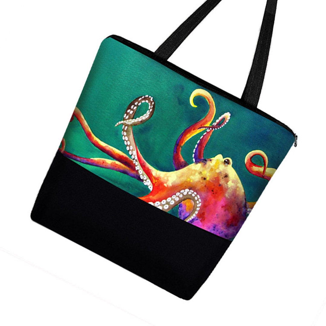 Clara Nilles Octopus Large Tote Bag With Zipper / Boy Diaper - Etsy