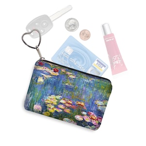 Water Lilies Claude Monet Coin Purse  Small Zipper Pouch Wallet  Keychains for Women  Floral Fabric Card Holder Purse Organizer  art bag RTS
