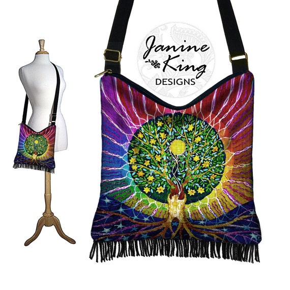 Tree of Life Art Bag Colorful Hobo Bag Purse Hippie Bag 