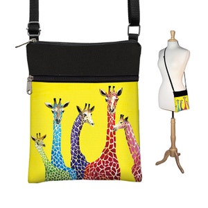 Clara Nilles Sling Bag Shoulder Purse Cross Body Bag Small Travel Purse Zipper - Jelly Bean Giraffes  cute yellow purse MTO