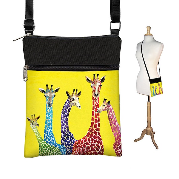 Clara Nilles Sling Bag Shoulder Purse Cross Body Bag Small Travel Purse Zipper - Jelly Bean Giraffes  cute yellow purse MTO