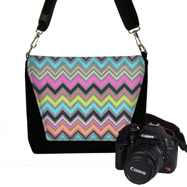 Chevron Camera Bag Deluxe DSLR Camera Bag Purse Womens Slr Camera Bag Case Pink Orange Blue Green RTS