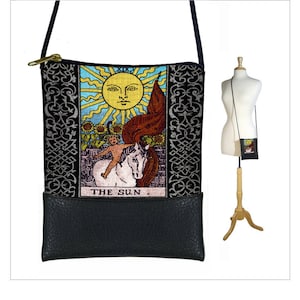 The Sun tarotkaarttas kleine crossbodytas Boho schoudertas zwarte mobiele telefoon portemonnee Boho schoudertas stoffen crossbody tas RTS