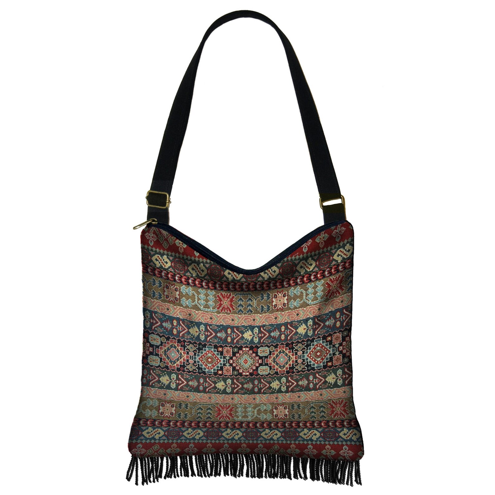 Boho Tapestry Bag Bohemian Fringe Purse Cross Body Hobo Bag Etsy