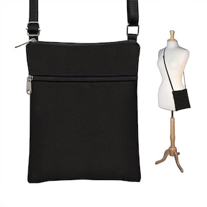 Petits sacs à bandoulière Sac de voyage unisexe Porte-passeport Sacs à main en tissu noir uni Sac à main bandoulière minimaliste Sac à bandoulière Argenté QCK