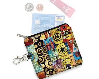 Monedero con estampado de Klimt, llavero pequeño con cremallera, llavero de tela de Gustav Klimt, tarjetero, regalos de Klimt para mujer, bolsa de arte de Klimt RTS