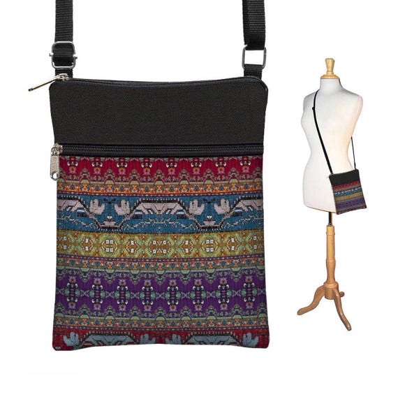 Small Crossbody Bag Bohemian Bag Cross Body Purse Boho Fabric Handbags Kilim Shoulder Bags Turkish Tapestry Bag red purple MTO