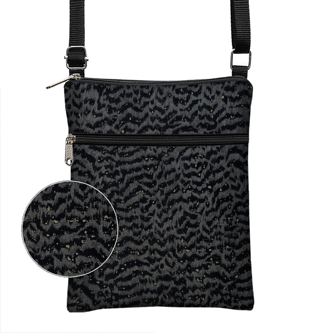 Minimalist Travel Bag Fits iPad Mini & Ereaders Black Crossbody
