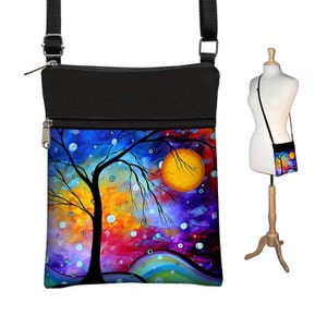 MadArt Small Crossbody Hipster Bag in Winter Sparkle Cross Body Shoulder Bag  eReader Case Cover  blue yellow aqua purple QCK