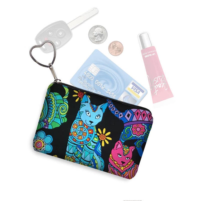 Small Zipper Pouch Coin Purse Keychain Fabric Key Fob Business Etsy