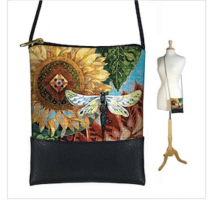 Dragonfly Gifts  Cross body bag  Boho sling bag  Bohemian Purse  Cell phone purse  Small shoulder bag, Sunflower Gifts,  red black gold RTS
