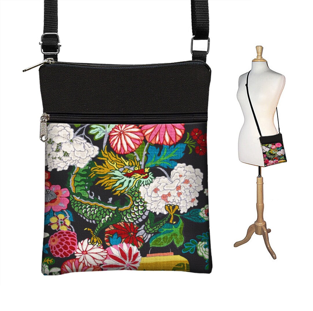 Floral Chinoiserie Fabric Handbags Small Crossbody Bags for