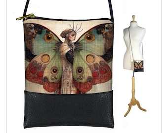 Small Crossbody Bag Luna Moth Gifts for Women Art Nouveau Butterfly Cell Phone Case with long strap Mini Shoulder Bag Cross Body Purse MTO