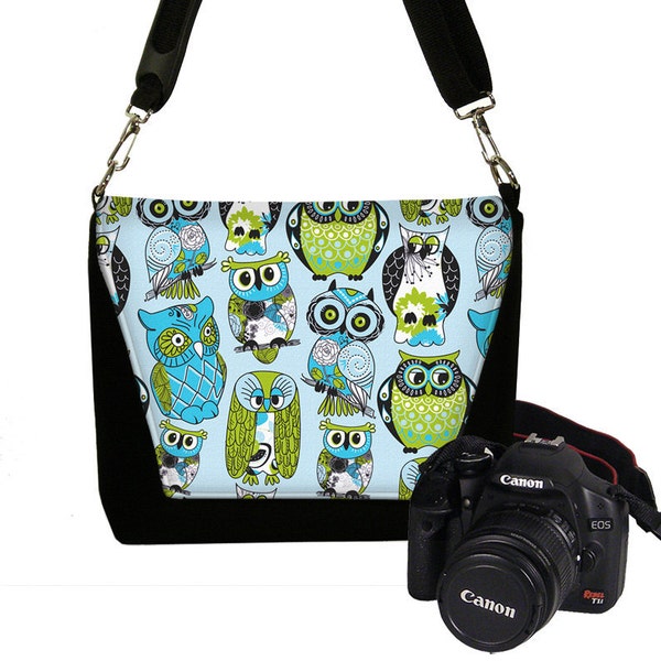 Digital SLR Camera Bag Dslr Camera Bag Purse Womens Camera Bag Case Deluxe - Deluxe Cute Owl blue green RTS