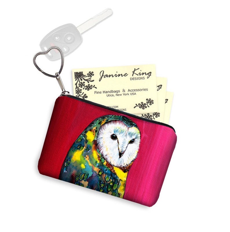 Small Zipper Pouch Clara Nilles Barn Owl on Lipstick Coin Etsy