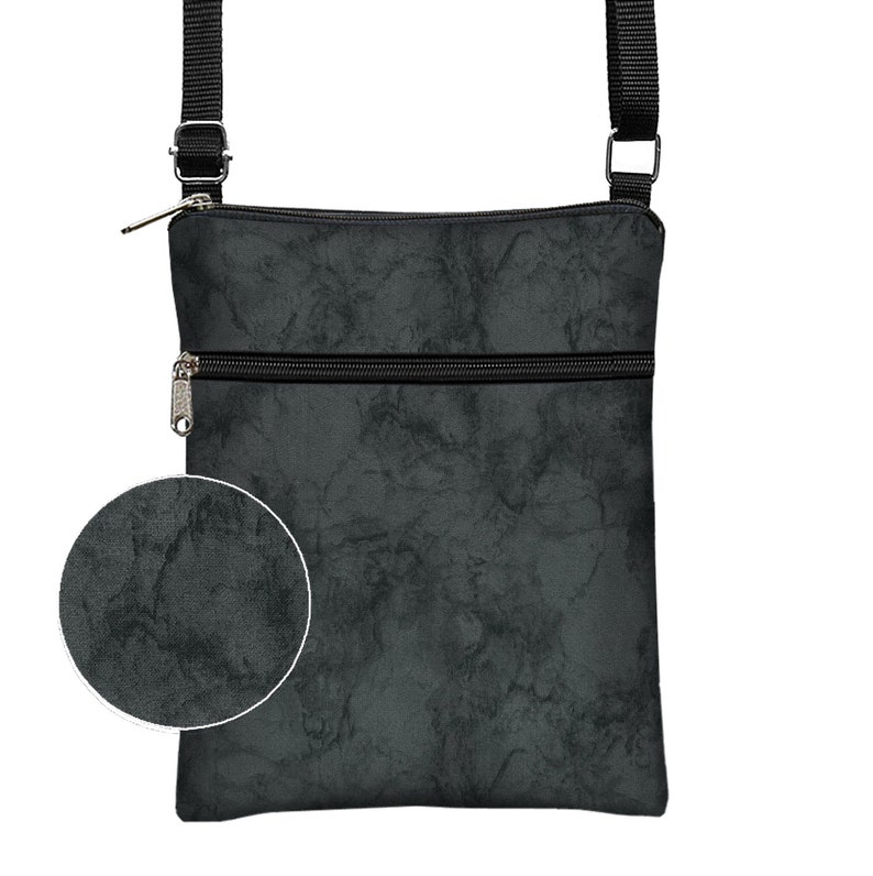 Unisex Crossbody Bag Minimalist Fabric Travel Bag Black Cross Body Bag Shoulder Bag Purse zipper pocket charcoal gray RTS image 3