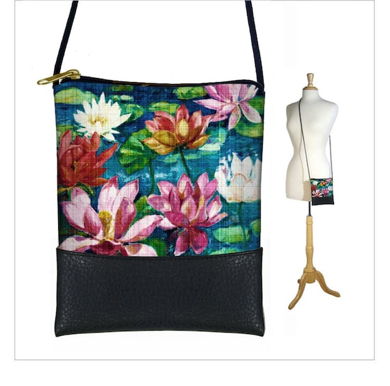 Pink Flower Printed Crossbody Tote