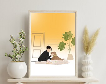 PRESENTE DE MÃE DE CÃO, presente para amante de cachorro, impressões para download, arte de parede, decoração de casa, retrato de animal de estimação, menina e cachorro, dia das mães, presente para ela, era da mãe de cachorro