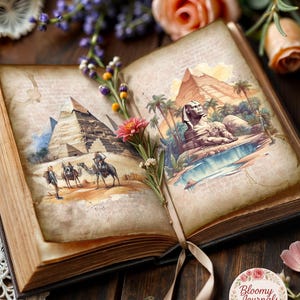 Ancient Egypt Junk Journal Pages ,Printable Papers for Scrapbooks,  Art Journals, Crafts and Mixed Media | Pyramid, Desert & Treasure Theme