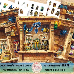 Ancient Egypt Ephemera, Pharaohs, Scarabs, Artifacts (Digital Download)