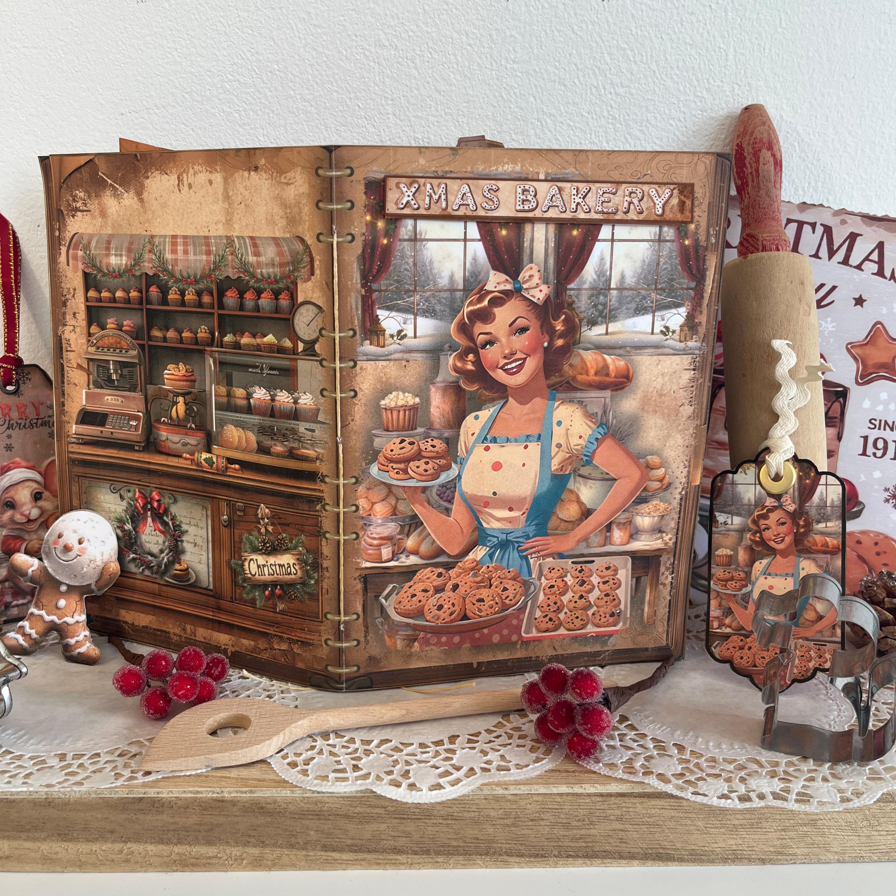 Christmas Bakery Junk Journal Kit , Gingerbread Retro Baking Ephemera ...