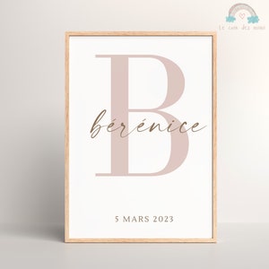 Personalized letter first name poster, children's room poster, personalized frame, personalized initial poster, mixed baby first name poster