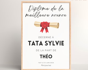 Gift poster for nanny, personalized poster, best nanny diploma, childminder poster, end of year nanny gift