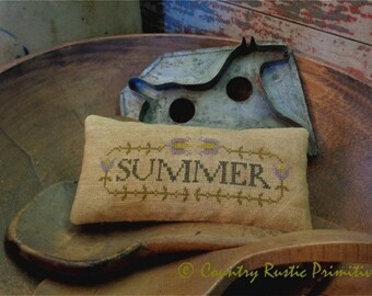 Primitive Summer In Bloom Pillow Tuck Cross Stitch E Pattern PDF New Pattern