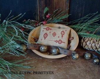 Primitive Ornaments For Christmas Redwork Cupboard Keep Cross Stitch E Pattern PDF