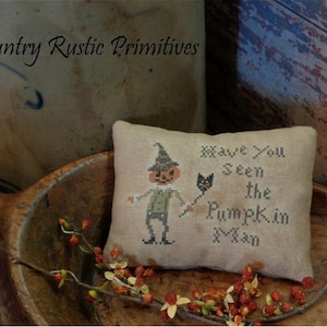 Primitive The Pumpkin Man Pillow Tuck Cross Stitch E Pattern PDF