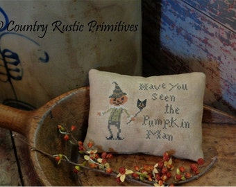Primitive The Pumpkin Man Pillow Tuck Cross Stitch E Pattern PDF