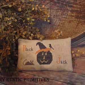 Primitive Black Jack Pillow Tuck Cross Stitch E Pattern PDF