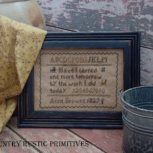 Primitive Anne Browne Early Style Sampler Cross Stitch E Pattern PDF