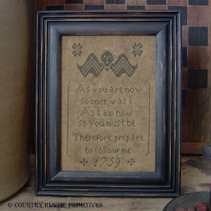 Primitive Winged Head Gravestone Sampler/Cross Stitch E Pattern- PDF