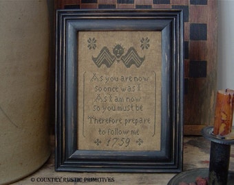Primitive Winged Head Gravestone Sampler/Cross Stitch E Pattern- PDF