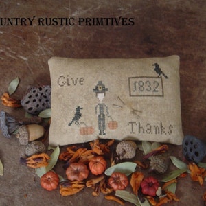 Primitive Give Thanks Pinkeep Cross Stitch E Pattern PDF