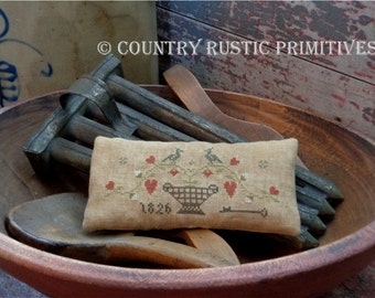 Primitive Hearts & Flowers Valentine Pillow Tuck E Pattern PDF New Pattern