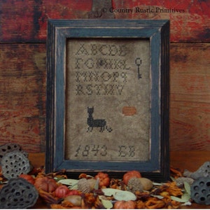 Primitive Fall 1843 Sampler Cross Stitch E Pattern PDF
