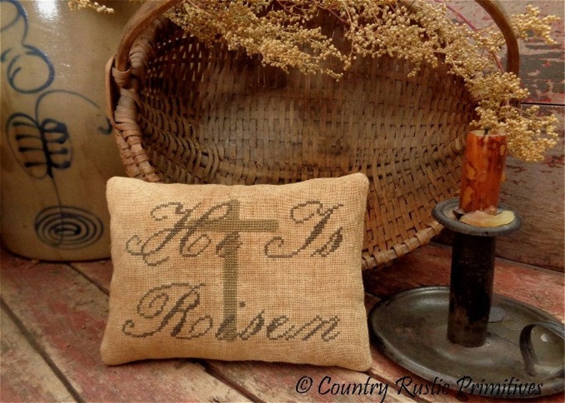Primitive He Is Risen Cross Stitch E Pattern PDF New Pattern | Etsy