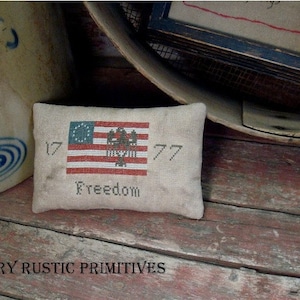 Primitive Freedom 1777 Flag And Eagle Pinkeep Cross Stitch E Pattern PDF