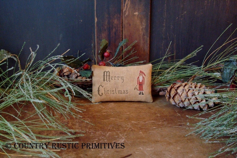 Primitive Merry Christmas Cupboard Keep Cross Stitch E Pattern PDF image 2