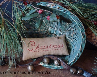 Primitive Christmas Cupboard Keep Pillow Cross Stitch E Pattern PDF