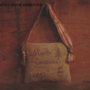 Primitive Merry Christmas Cupboard Hanger Cross Stitch E Pattern PDF