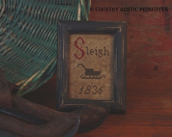 Primitive Mini Sleigh Sampler Cross Stitch E Pattern PDF
