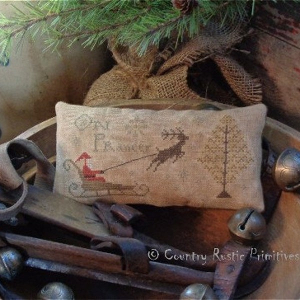 Primitive On Prancer Pillow Tuck Christmas Cross Stitch E Pattern PDF New Pattern