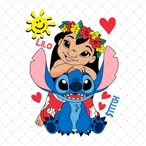 lilo and stitch png clipart, lilo png, cute stitch image, best friends, instant download