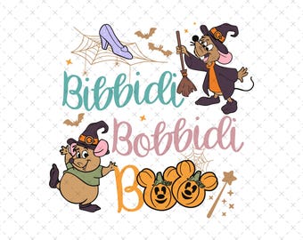 Jaq and Gus Gus Halloween Png, Princess Halloween Svg, Bibbidi Bobbidi Boo Pumpkin Halloween Svg Png, Trick Or Treat Svg, Spooky Vibes Svg