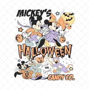Mouse And Friends Trick Or Treat Halloween Png, Halloween Costume Png, Trick Or Treat Png, Spooky Vibes Svg, Halloween Png, Pumpkin Png